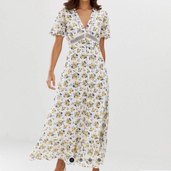 ASOS Dresses & Skirts - ASOS White Floral Button Front Maxi Tea Dress